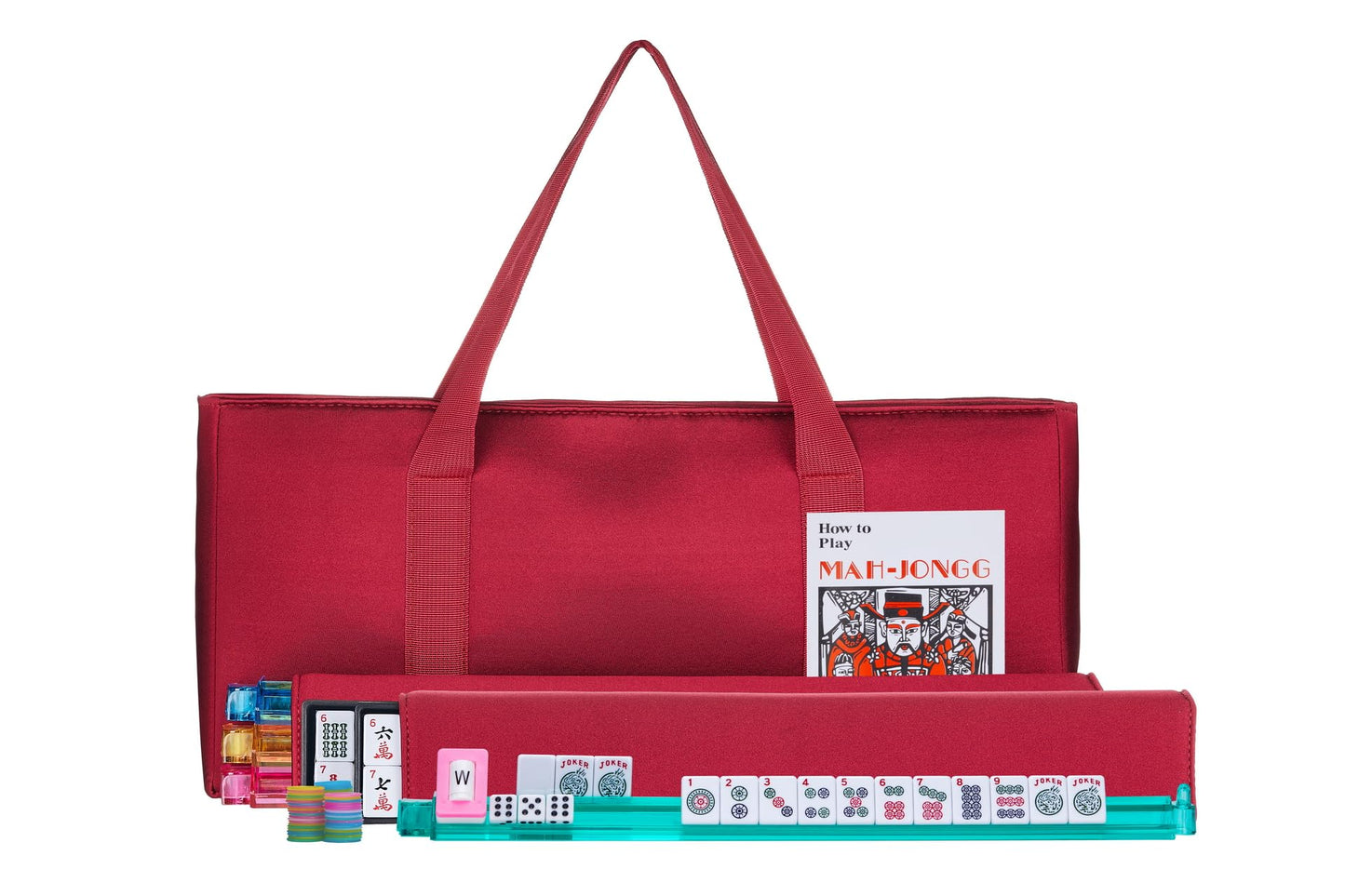 C&H Solutions American Mah Jongg Complete Set – 166 Tiles, All-in-One Combo Rack & Soft Bag