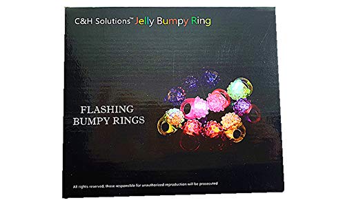C&H Solutions Novelty 96-Count Flashing LED Bumpy Rings – Soft Jelly Glow