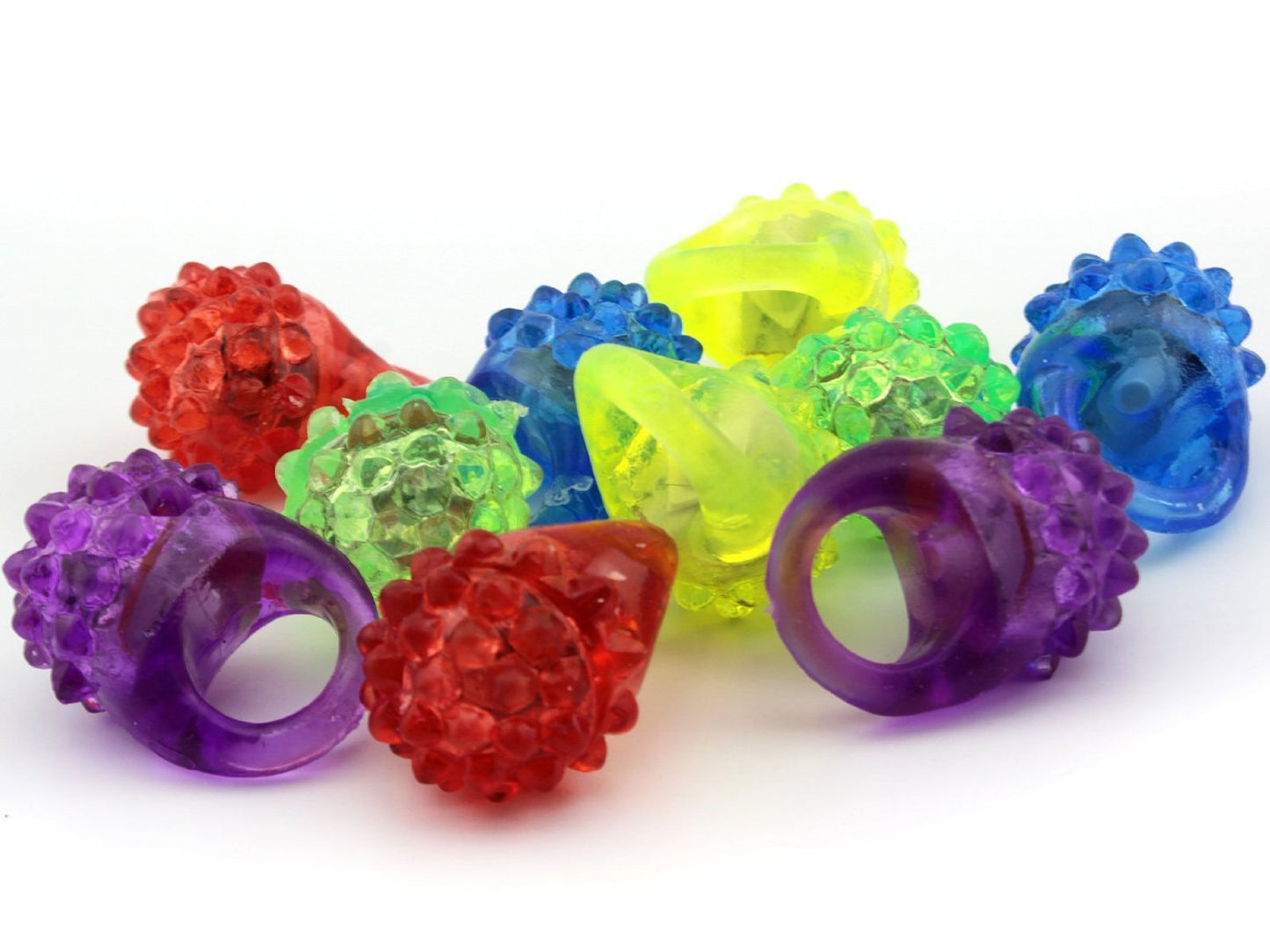 C&H Solutions Novelty 96-Count Flashing LED Bumpy Rings – Soft Jelly Glow