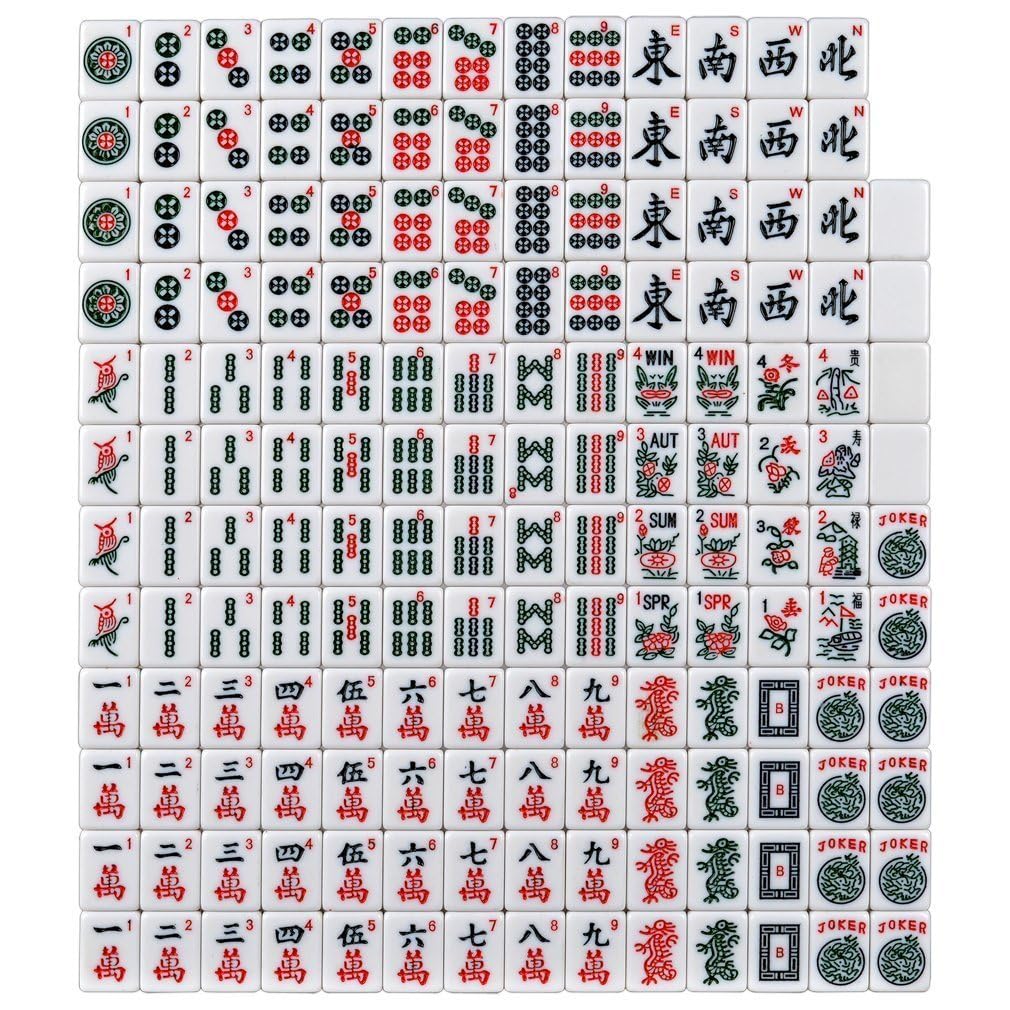 C&H Solutions American Mah Jongg Complete Set – 166 Tiles, All-in-One Combo Rack & Soft Bag
