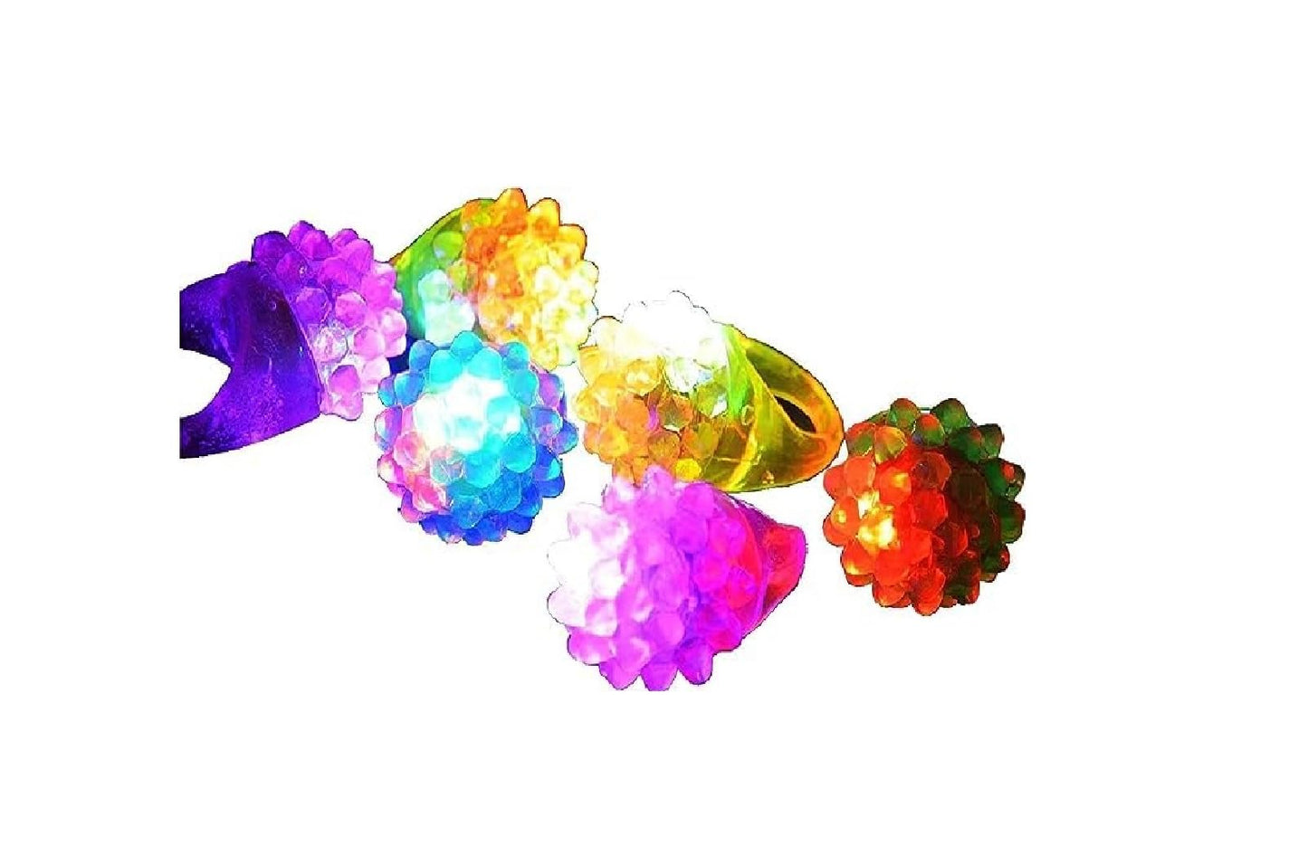 C&H Solutions Novelty 72-ct Flashing LED Bumpy Rings | Soft Jelly Glow