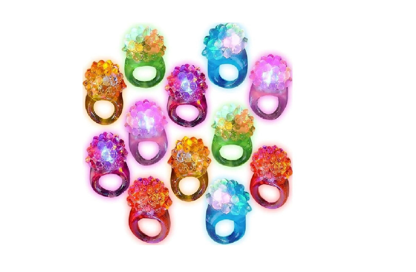 C&H Solutions Novelty 96-Count Flashing LED Bumpy Rings – Soft Jelly Glow