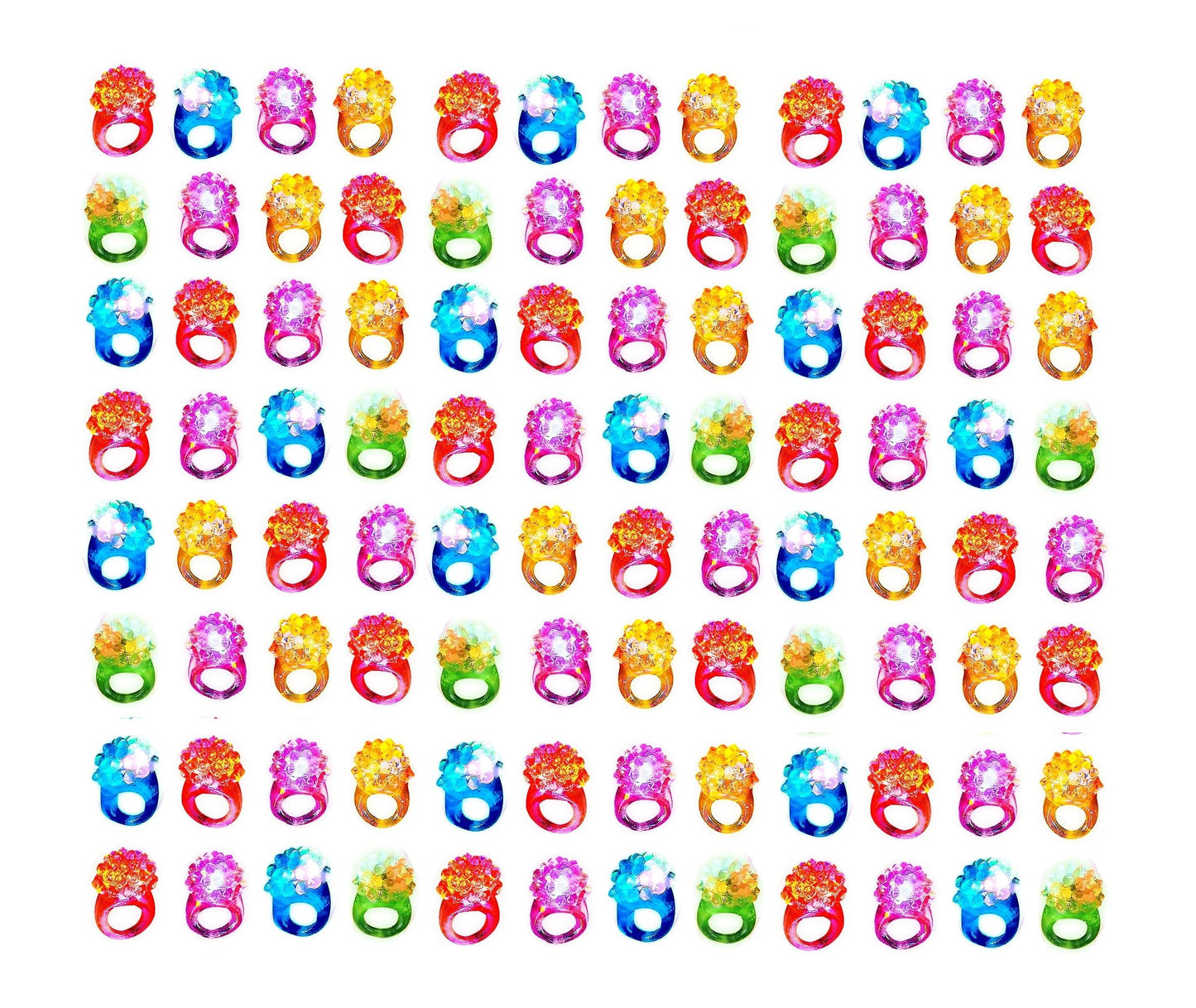 C&H Solutions Novelty 96-Count Flashing LED Bumpy Rings – Soft Jelly Glow