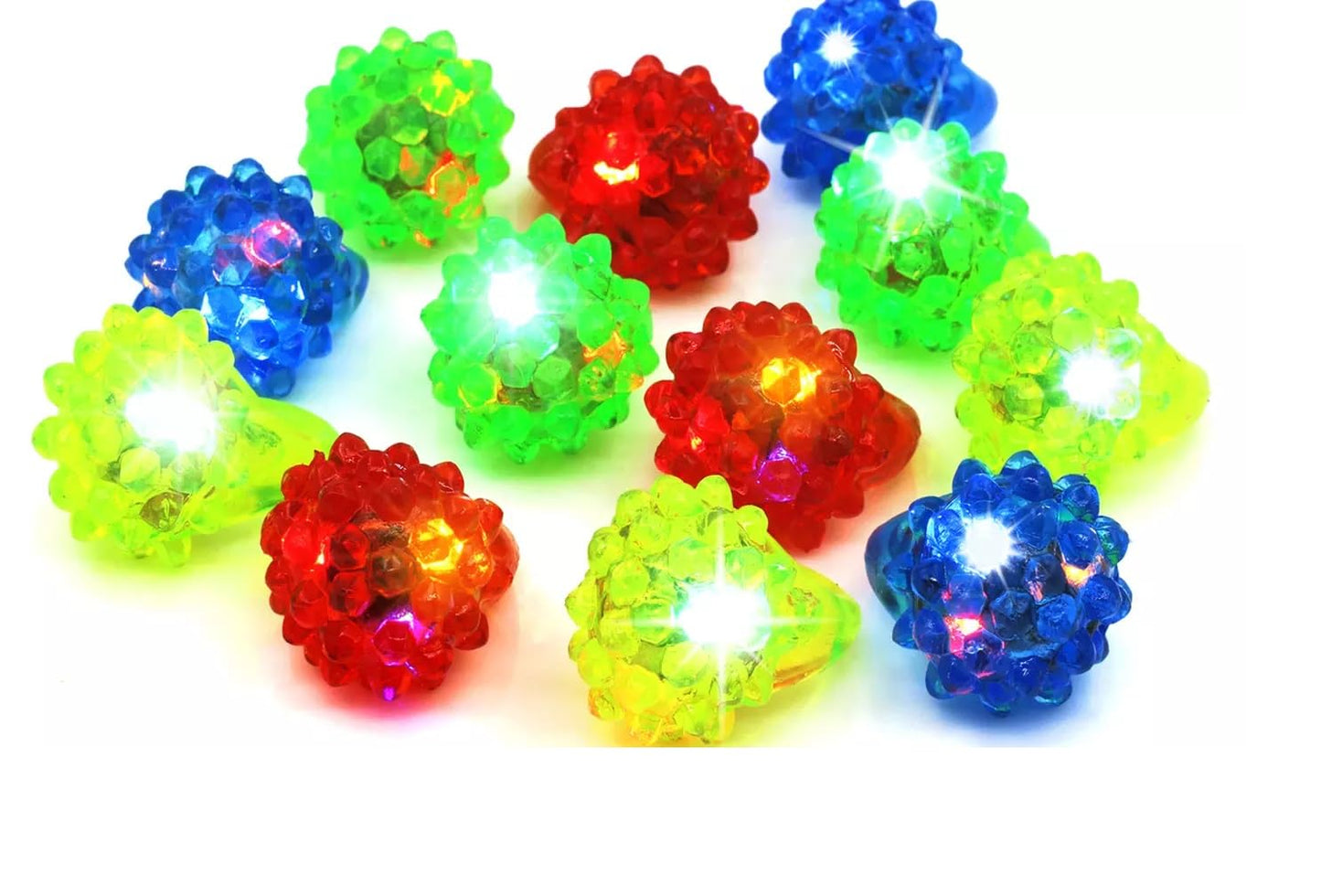 C&H Solutions Novelty 72-ct Flashing LED Bumpy Rings | Soft Jelly Glow