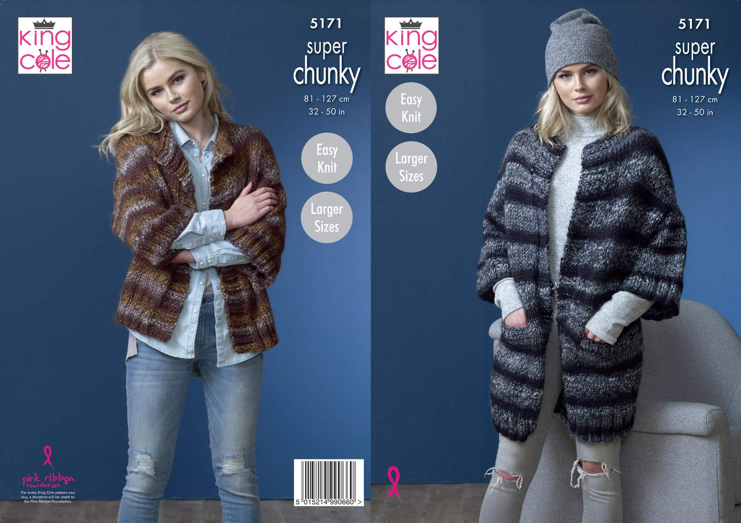 King Cole 5171 Knitting Pattern Womens Long and Short Jackets in King Cole Orbit Super Chunky