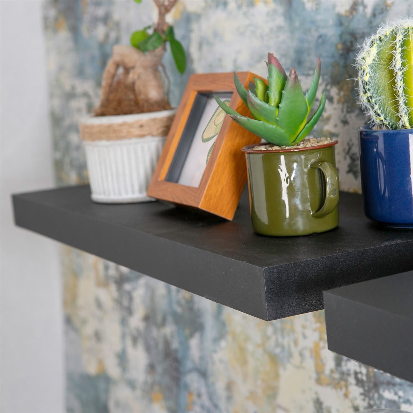 60cm Black Modern Floating Shelves - Pack of Three