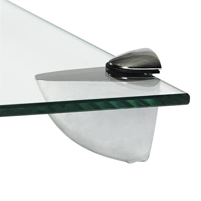 40cm Rounded Floating Glass Shelf with Chrome Fixings