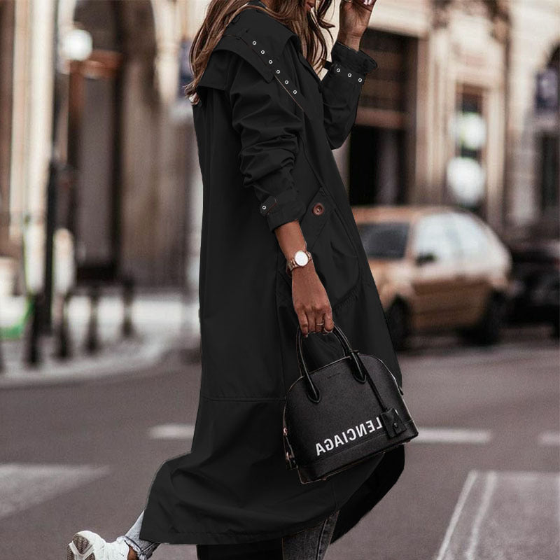 Temperament Niche Personality Casual Large Lapel Mid-length Trench Coat