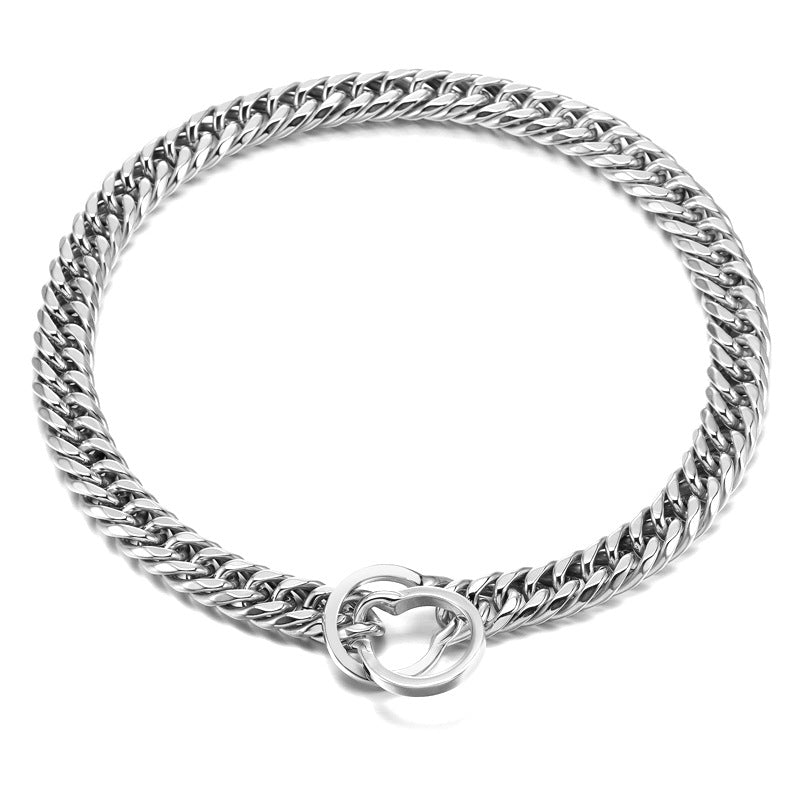 Stainless Steel Titanium Dog Leash Bulldog Pitbull Collar