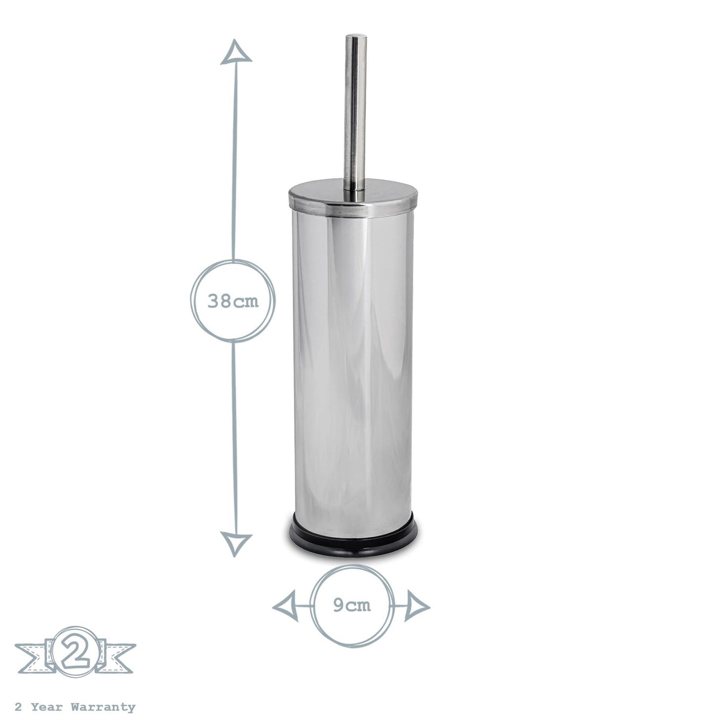 Chrome Round Toilet Brush & Square Bin Set