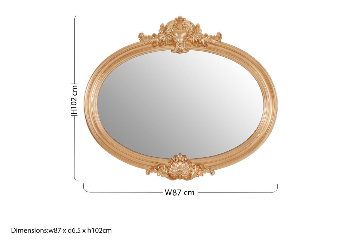 Giselle Oval Wall Mirror with Gold Frame
