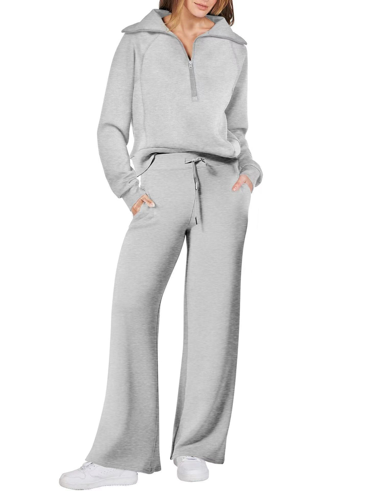 Europe And America Foreign Trade Autumn And Winter Fashion Casual Sport Two-piece Set For Women