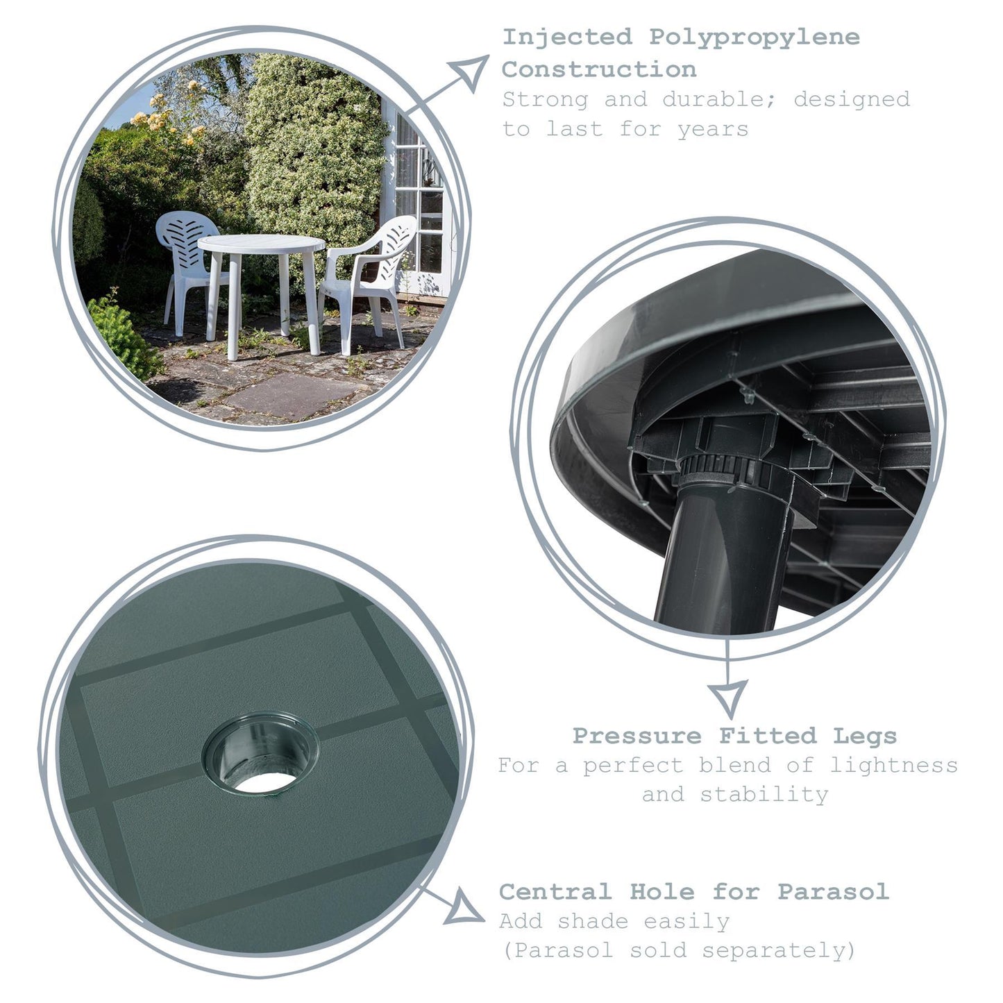 Four-Seater Round Tossa Garden Dining Table 86cm