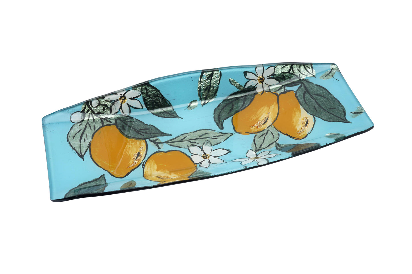 Sicilian Zest Glass Long Rectanguar Dish In Gift Box