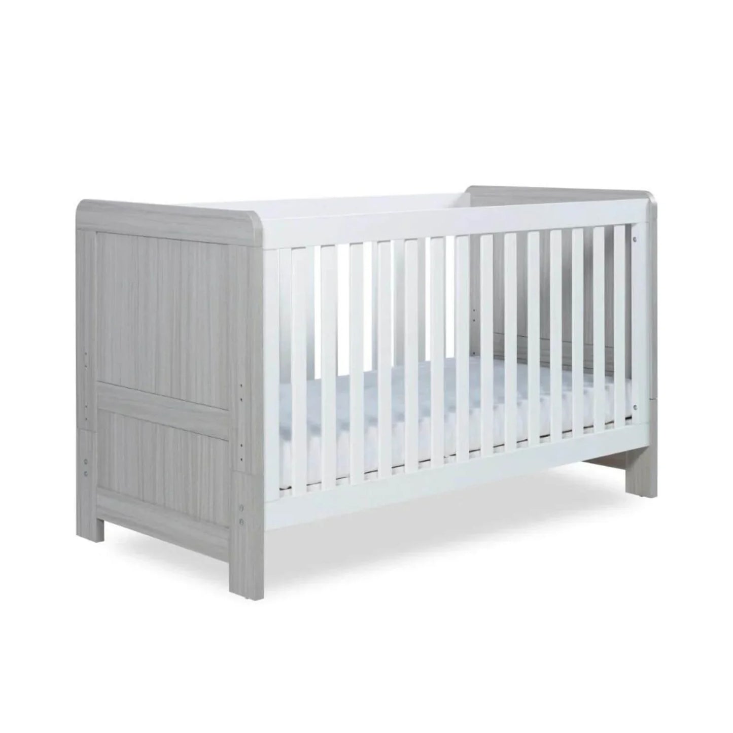 Ickle Bubba Pembrey Cot Bed Ash Grey - Premium Sprung Mattress