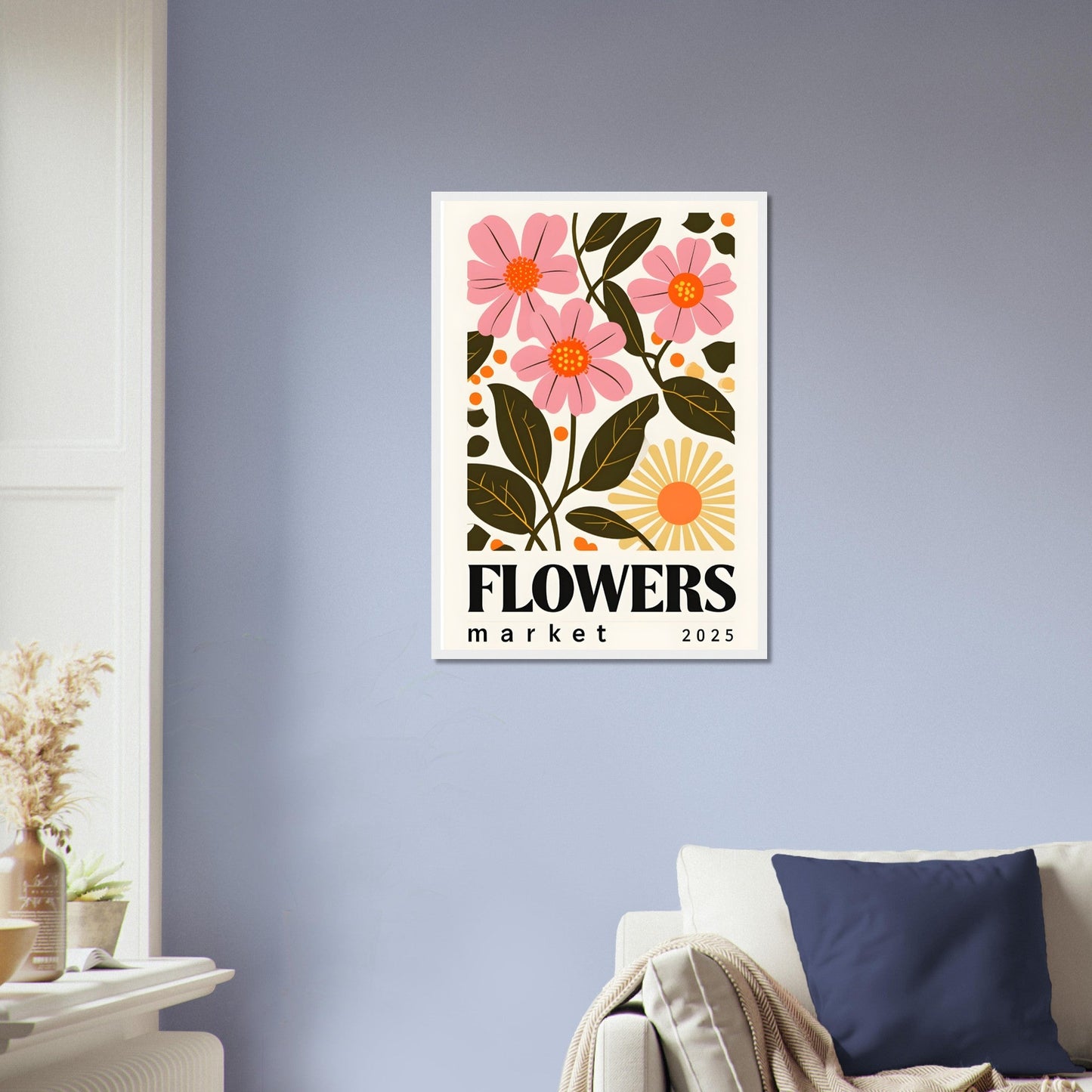 Minimalist Flower & Typography Framed Poster – Modern Floral Wall Art