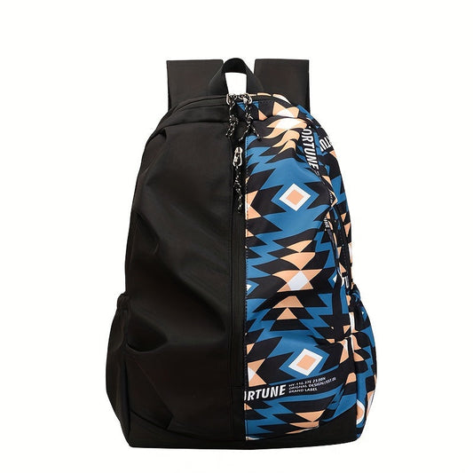 Unisex Nylon Backpack Graffiti Street Style Adjustable Straps Laptop Compartment Zipper Closure Polyester Lining Backpack