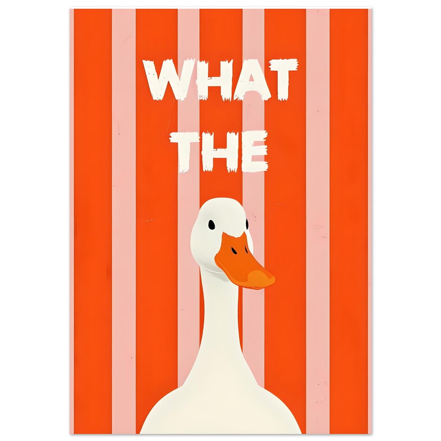 What The Duck: Funny Minimalist Animal Poster - Bold Stripes & Whimsical Design