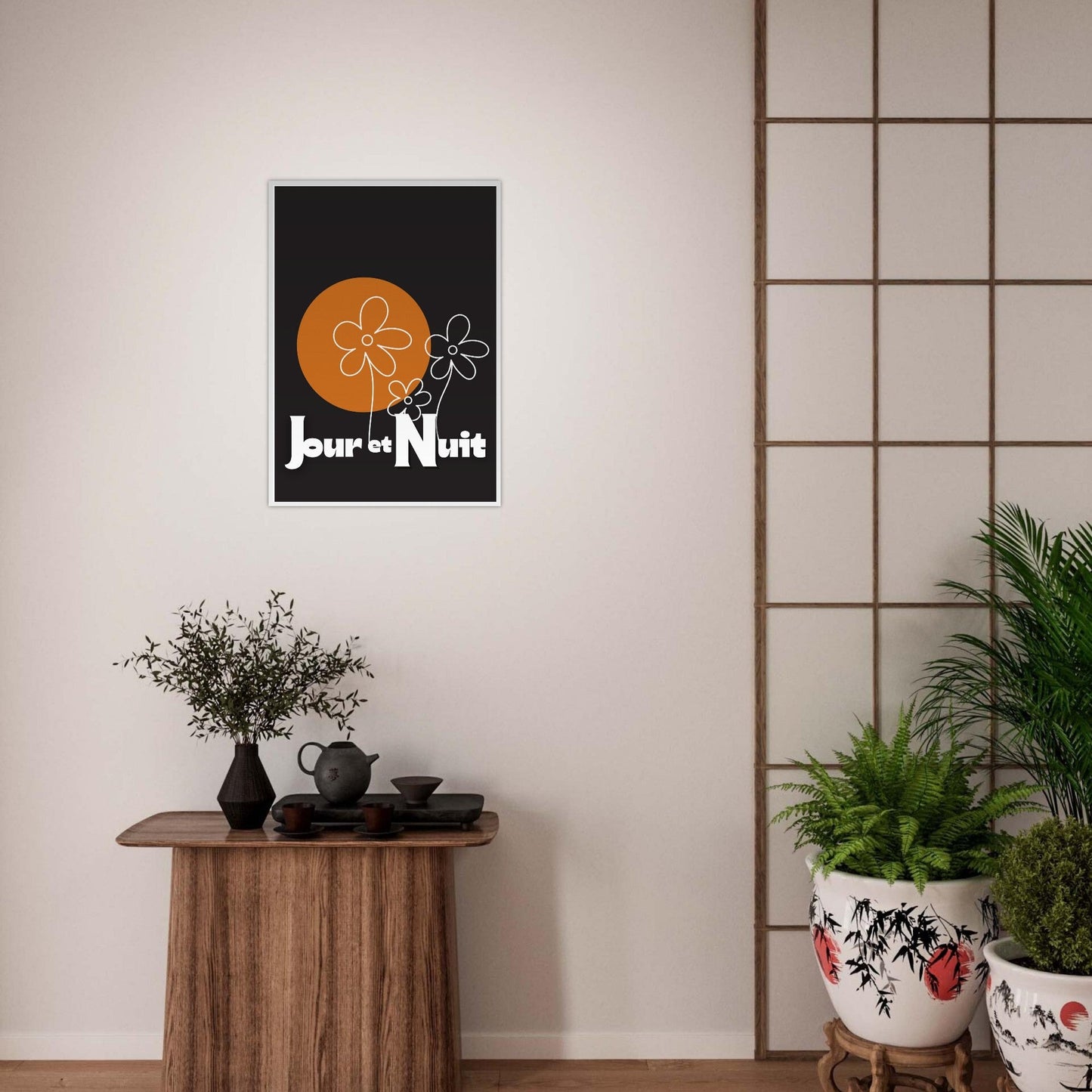 Day & Night Modern Boho Wall Art - Framed Poster, Ready to Hang - Bohemian Decor Gift