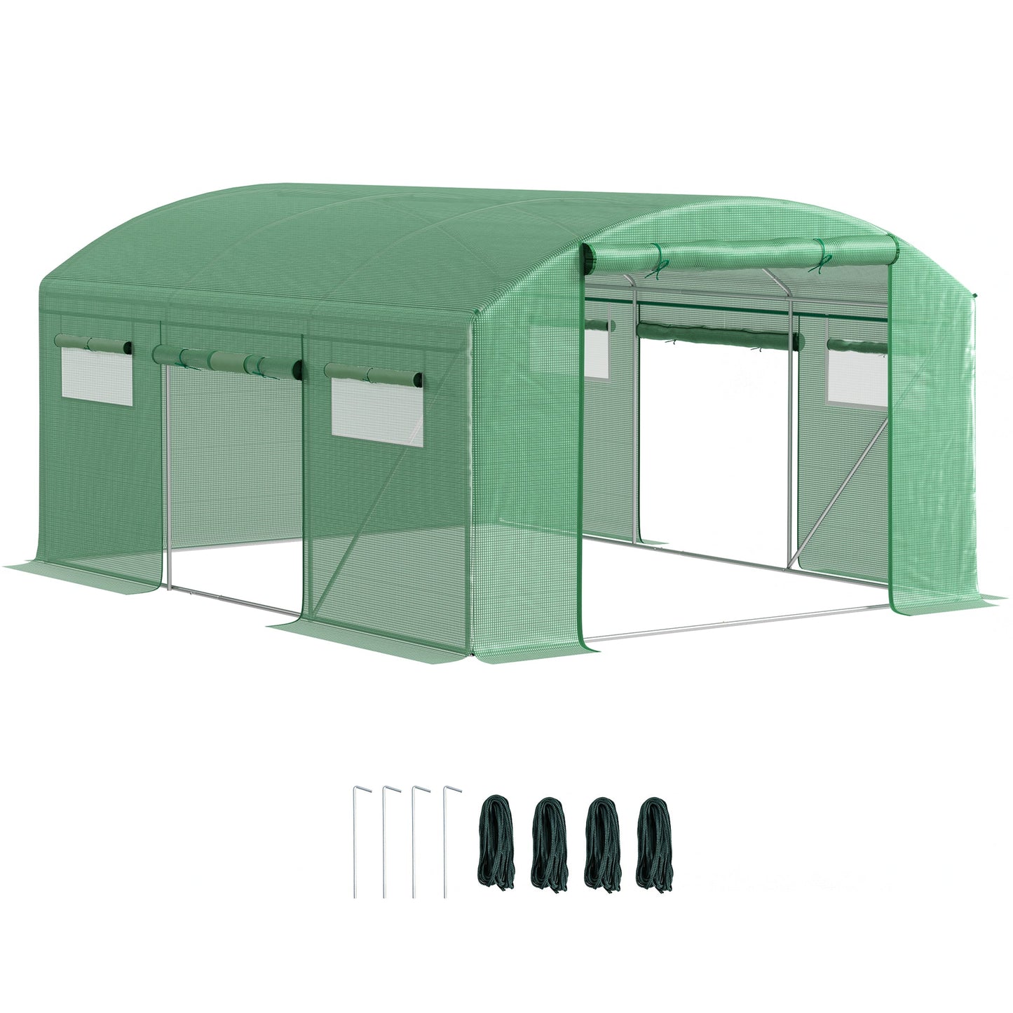 Outsunny Polytunnel Greenhouse with 3 Roll-up Doors, 3 x 2 x 2m