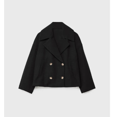 Ins Double-breasted Lapel Blazer Jacket Fashion Loose Woolen Short Coat Elegant Commuting Women's Clothing