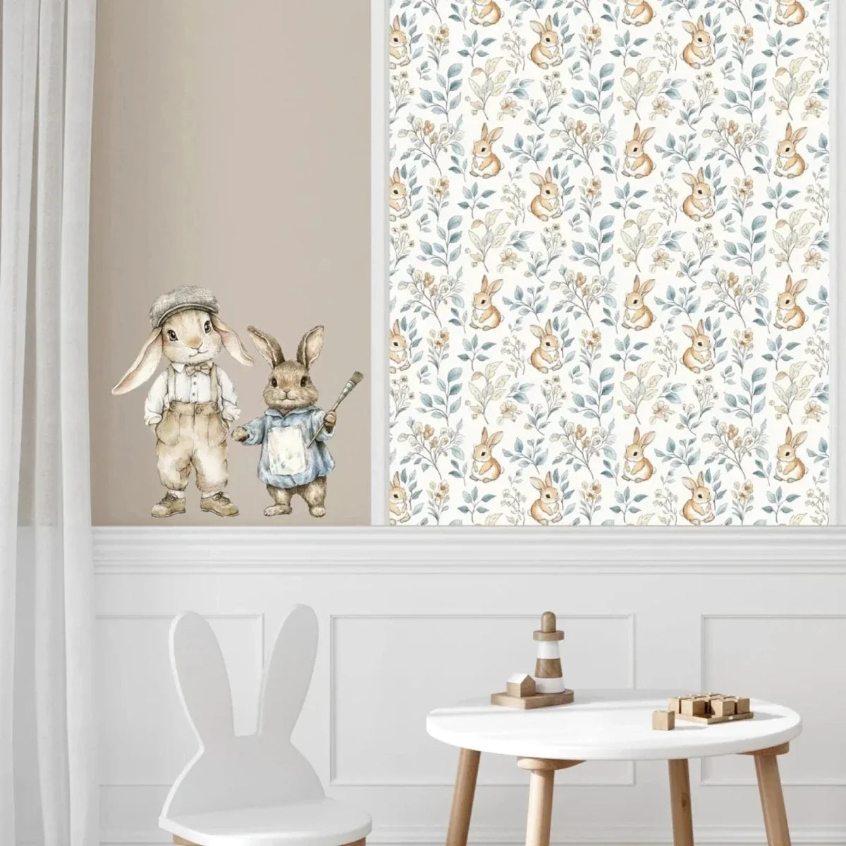 Live Vida Rabbits Mid Length Wall Drop - Blue