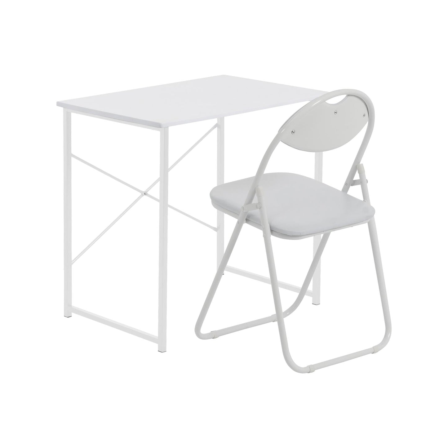2pc Black Metal Industrial Office Desk & Chair Set