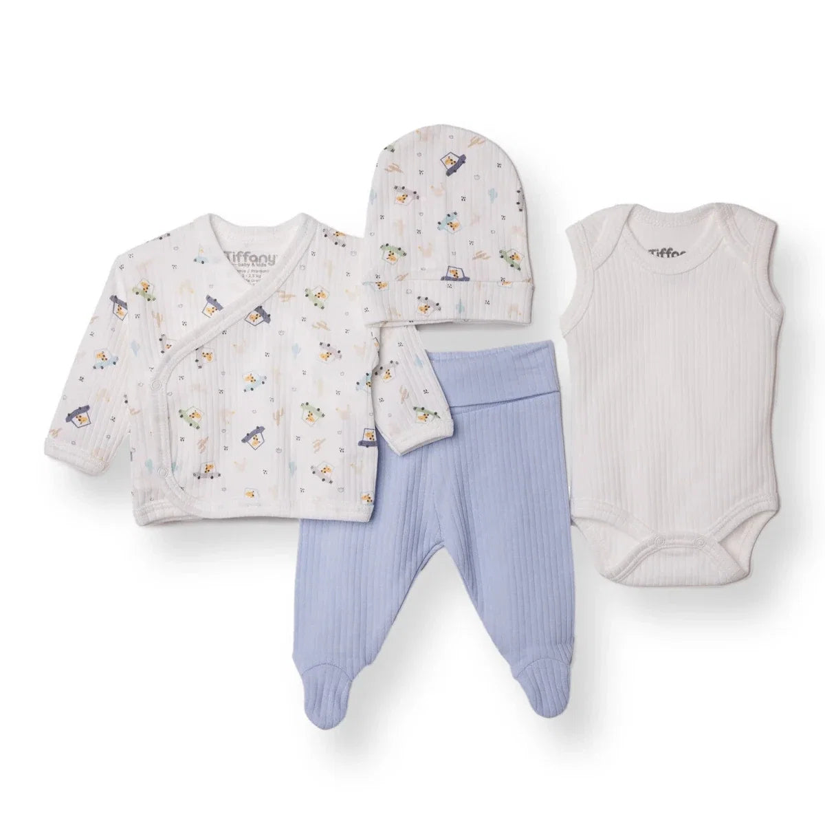Tiffany 100% Cotton Tiny Baby Set - Ecru