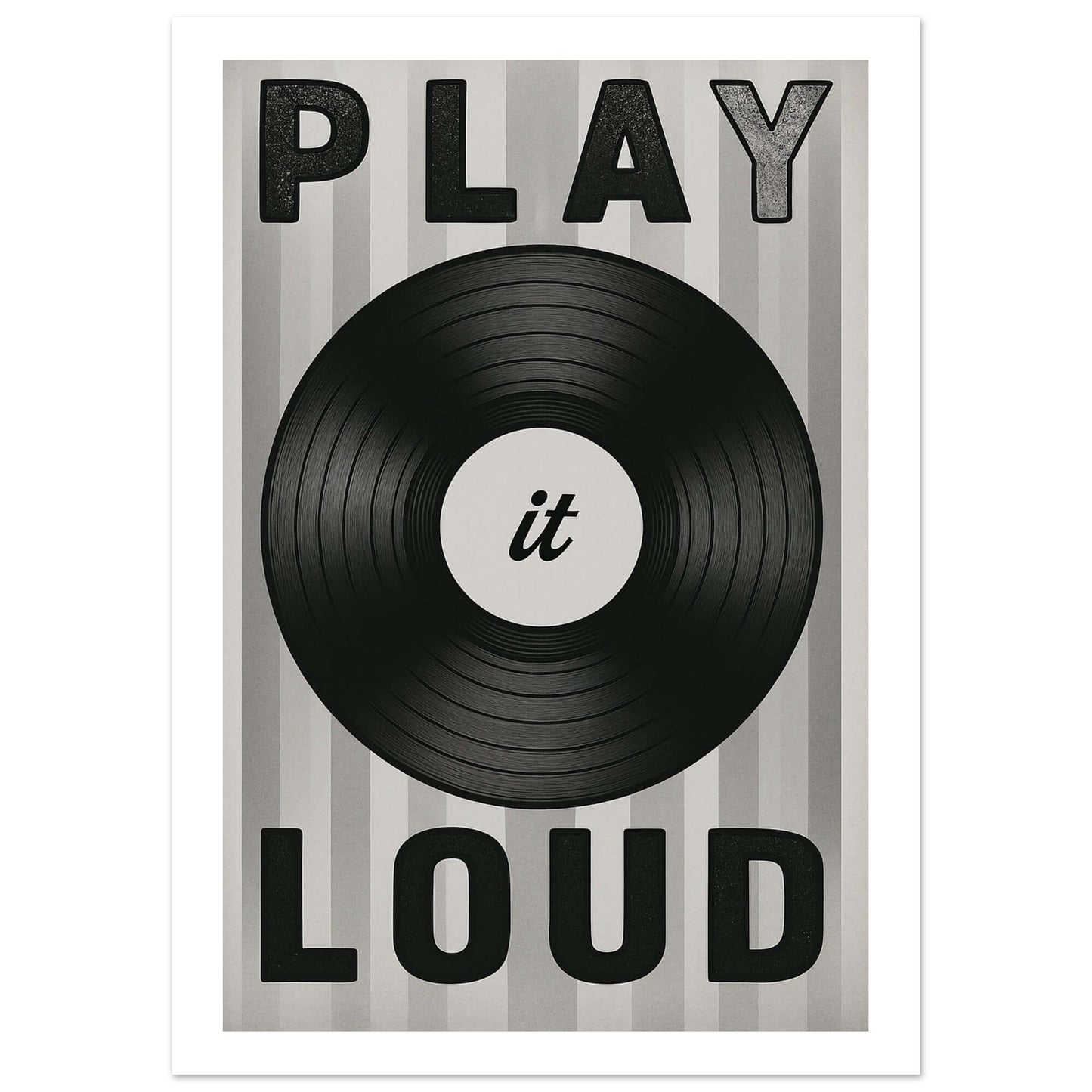 Play It Loud Vinyl Record Wall Art – Retro Music Poster for Studio & Home Decor