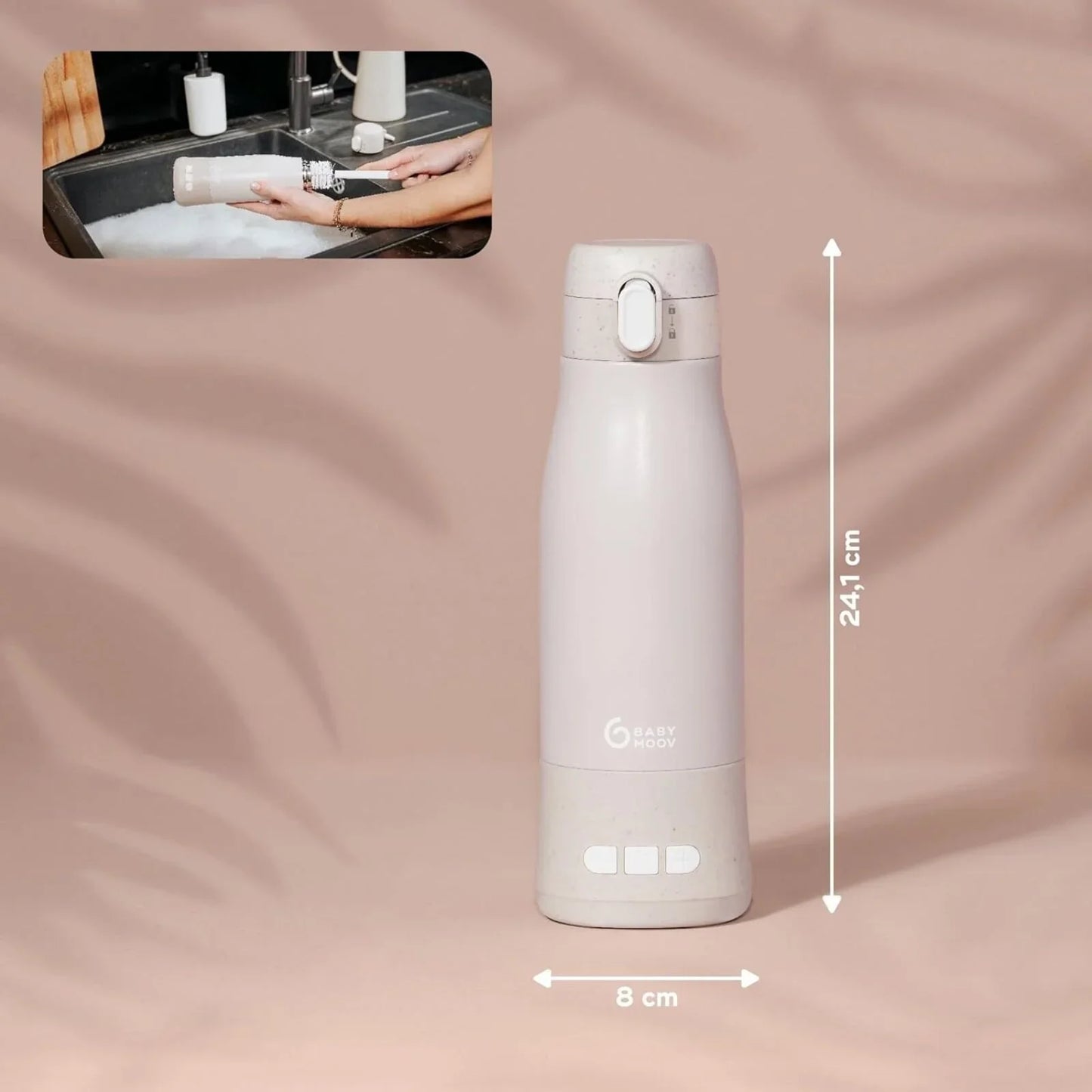 Babymoov Moov & Feed Rechargeable Travel Bottle Warmer - Mineral Beige