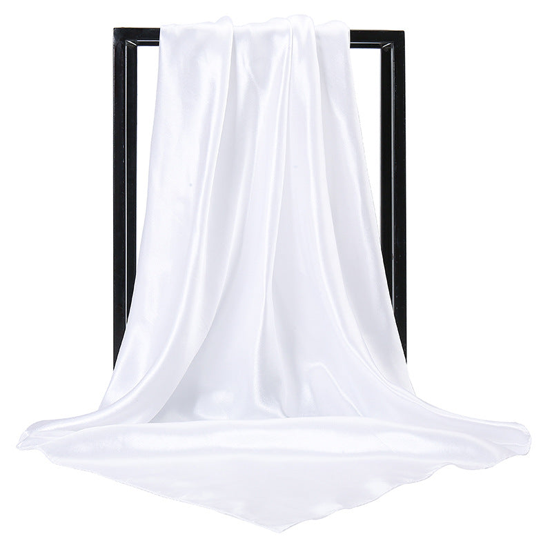 Ladies' Solid Colour Silk Satin Square Scarf, 90/90cm Headscarf, Flight Attendants' Neckerchiefs