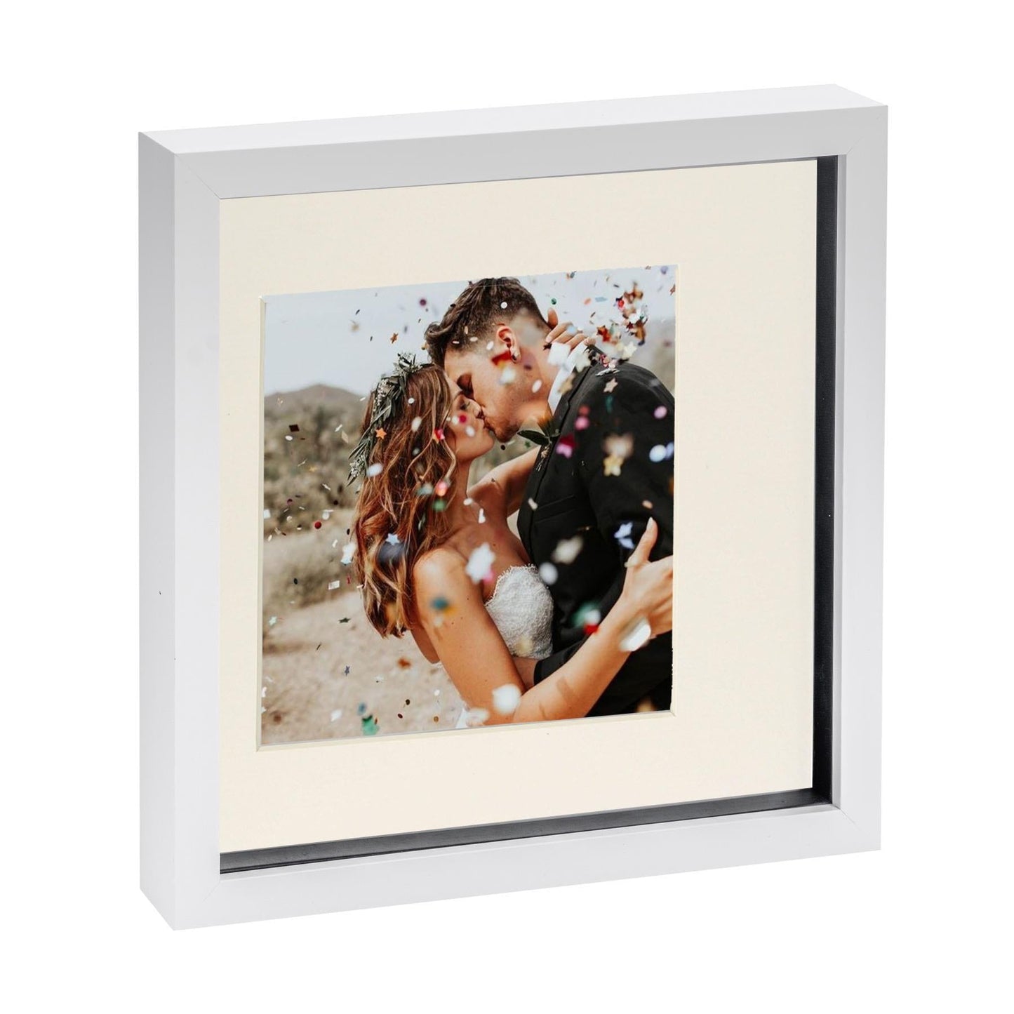 10" x 10" White 3D Box Photo Frame - with 6" x 6" Mount