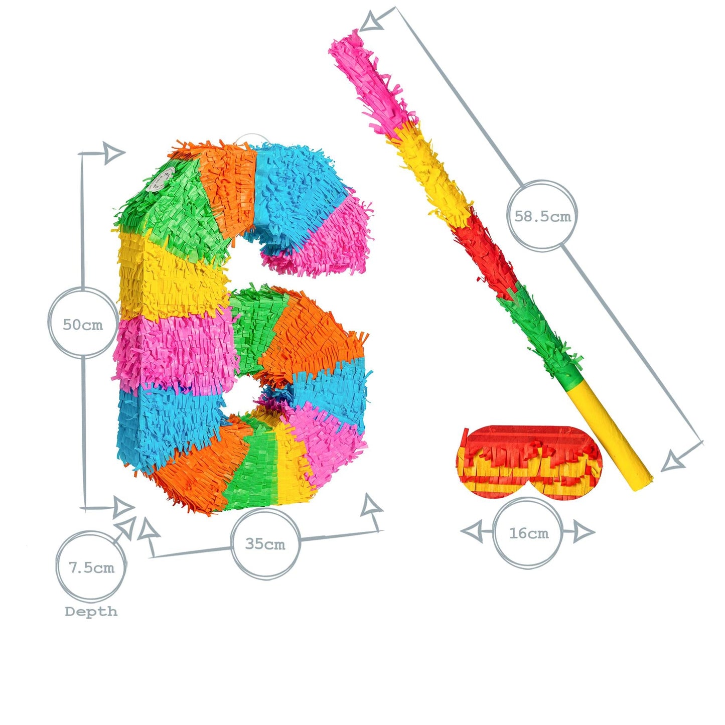 Large Number 6 Pinata Party Set