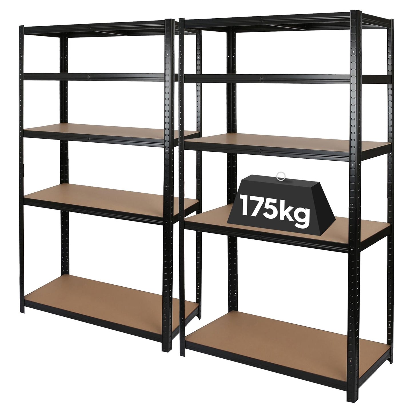 2pc 5-Tier Steel Garage Shelving Units Set - 90 x 40 x 180cm - Galvanised