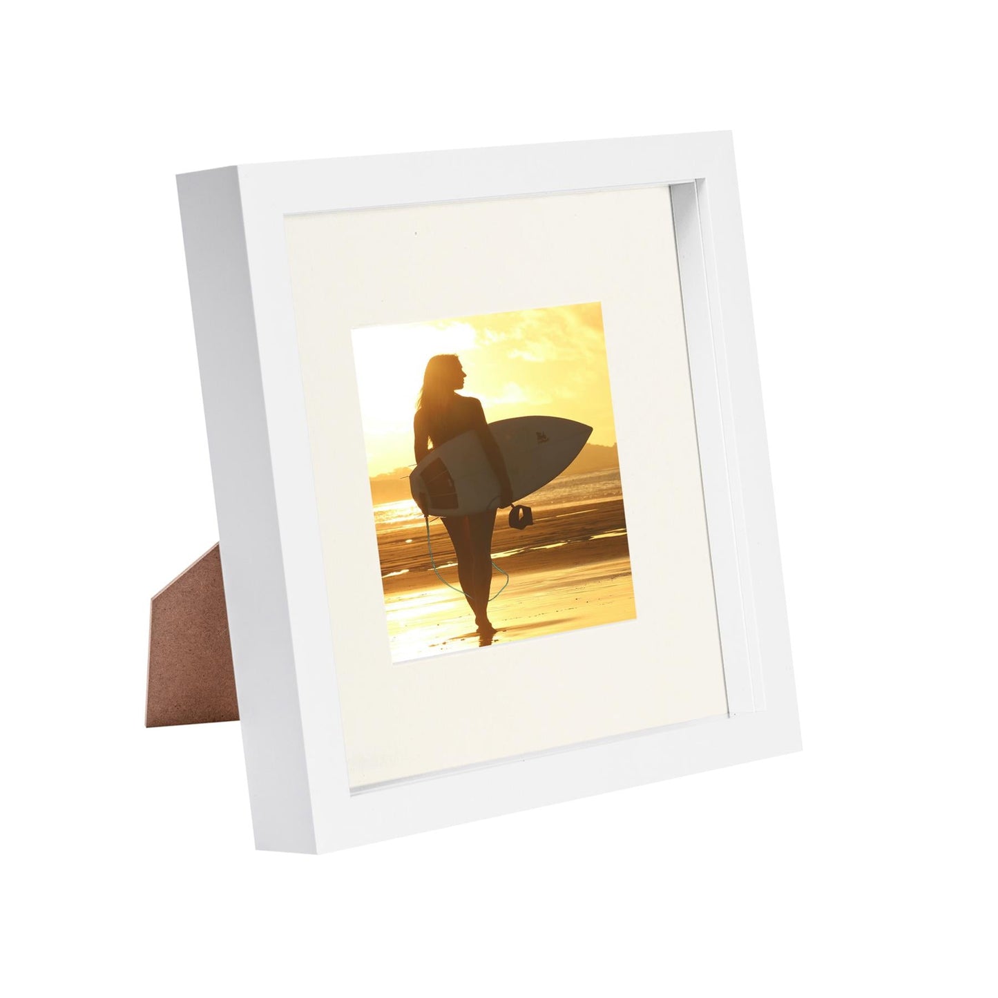 8" x 8" White 3D Box Photo Frame with 4" x 4" Mount