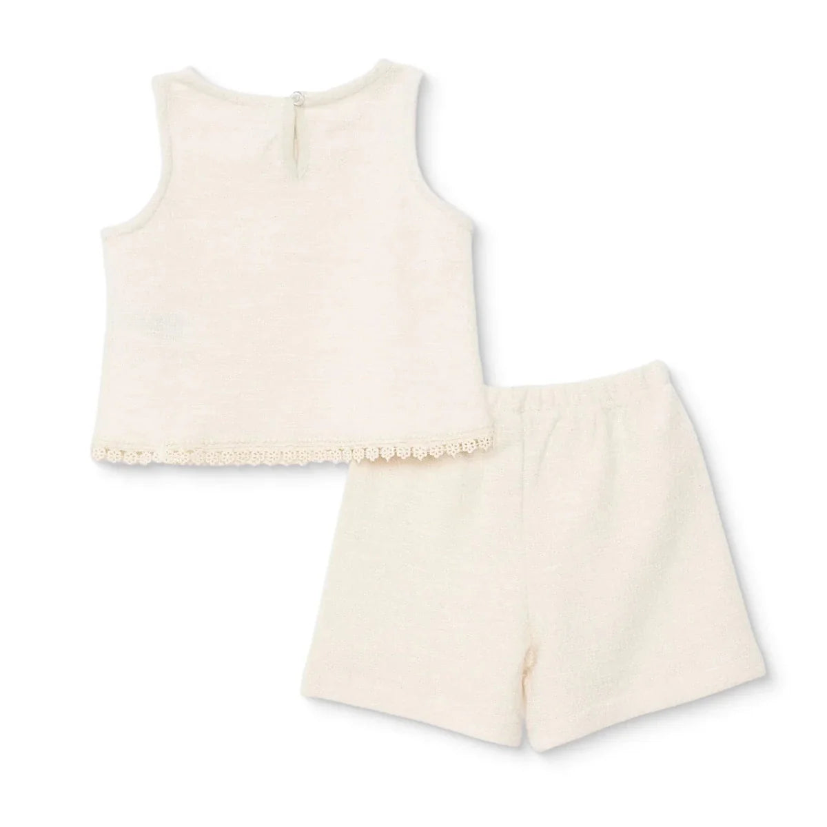 HelloBaby Girls Blouse & Shorts Set Pastel Dreams Crew Neck Short Length Sleeveless - Ecru