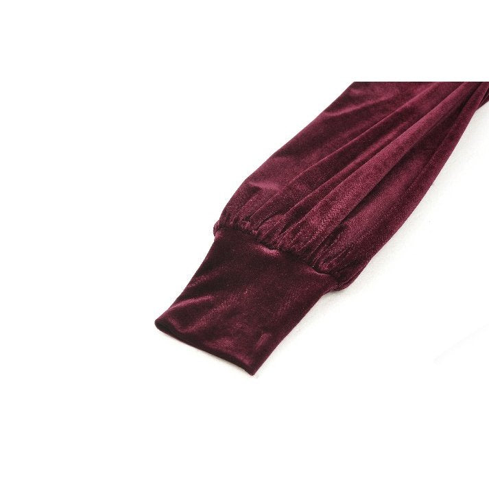 Dark in Love Verity Burgundy Velvet Dress with Black Gothic Lace