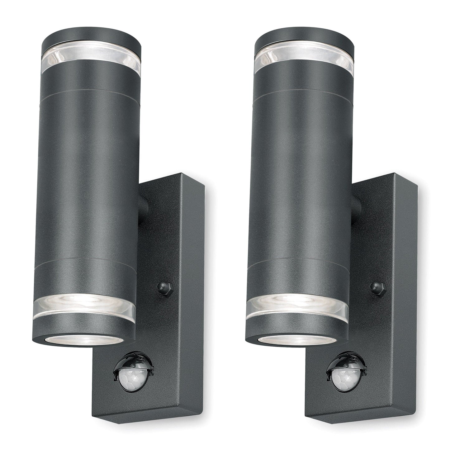 4lite Marinus GU10 Bi-Directional Outdoor Wall Light with PIR - Anthracite