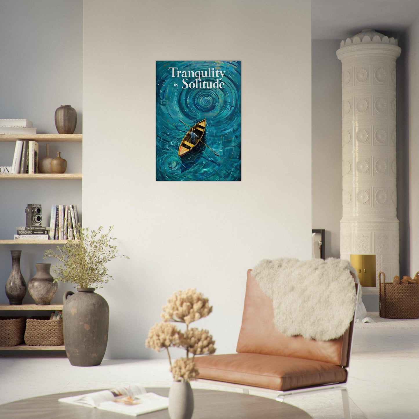 Surreal Boat Poster - Tranquility in Solitude - Stunning Teal Art Print