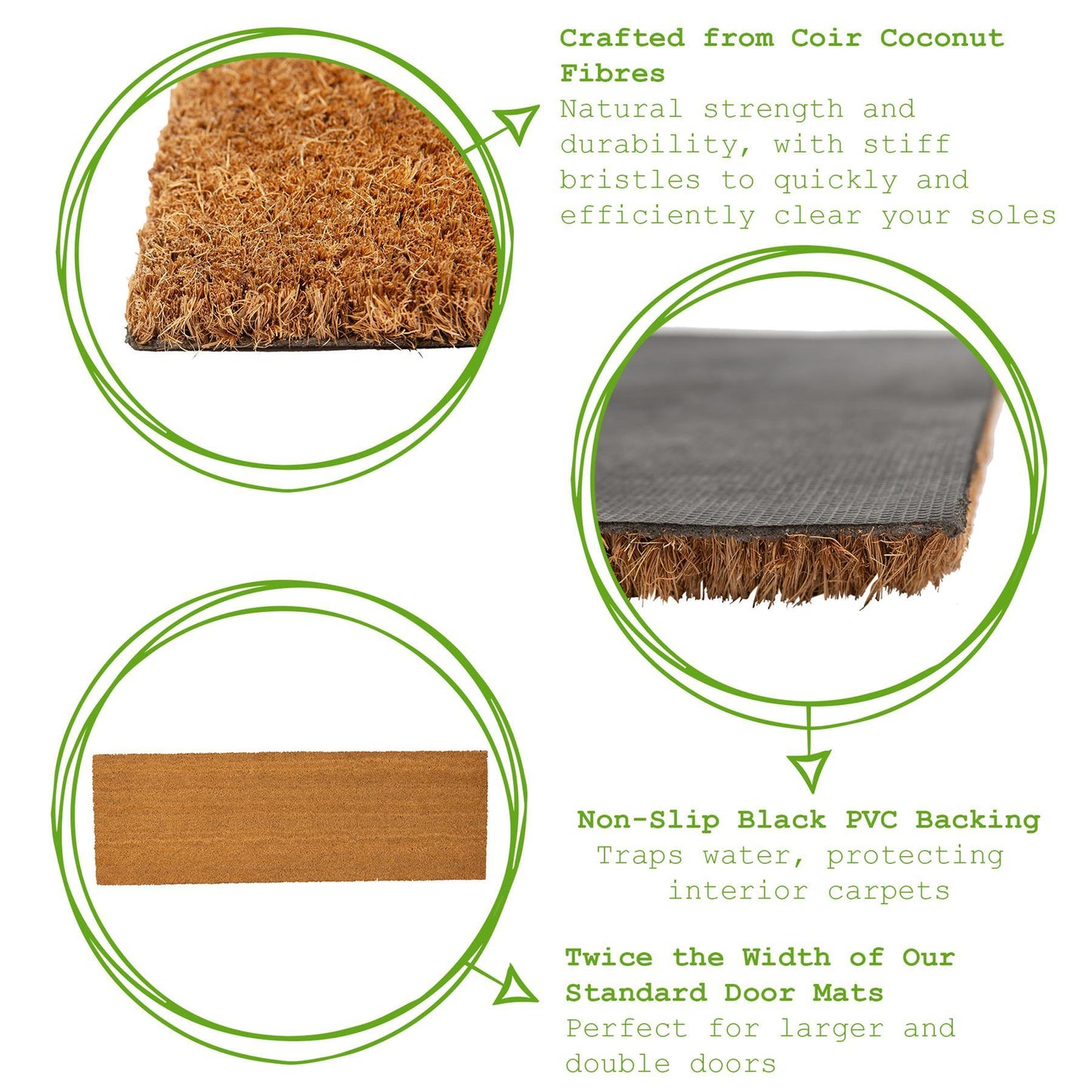 120cm x 40cm Brown Coir Double Door Mat