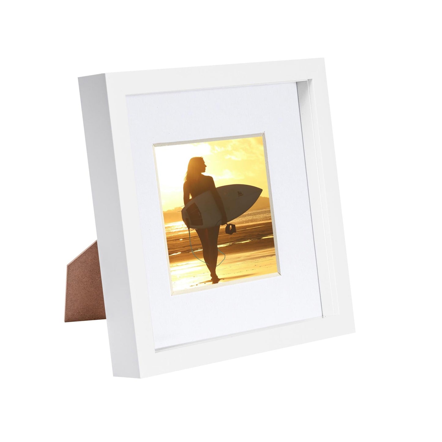 8" x 8" White 3D Box Photo Frame with 4" x 4" Mount