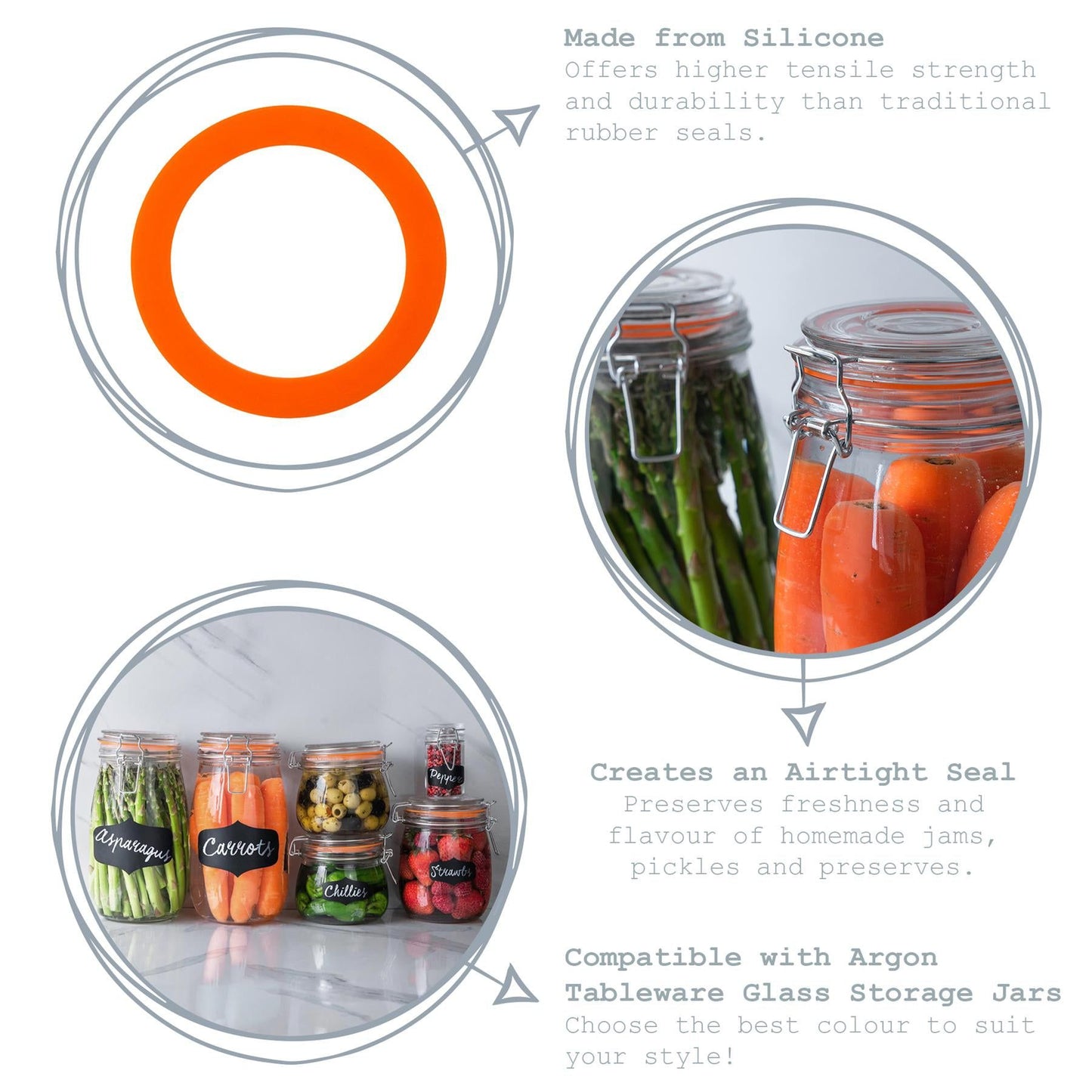 Small Glass Storage Jar Seals - Pack of Six