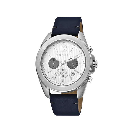 Esprit Men's Blue Leather Watch, Silver Dial | Es1g200m0025