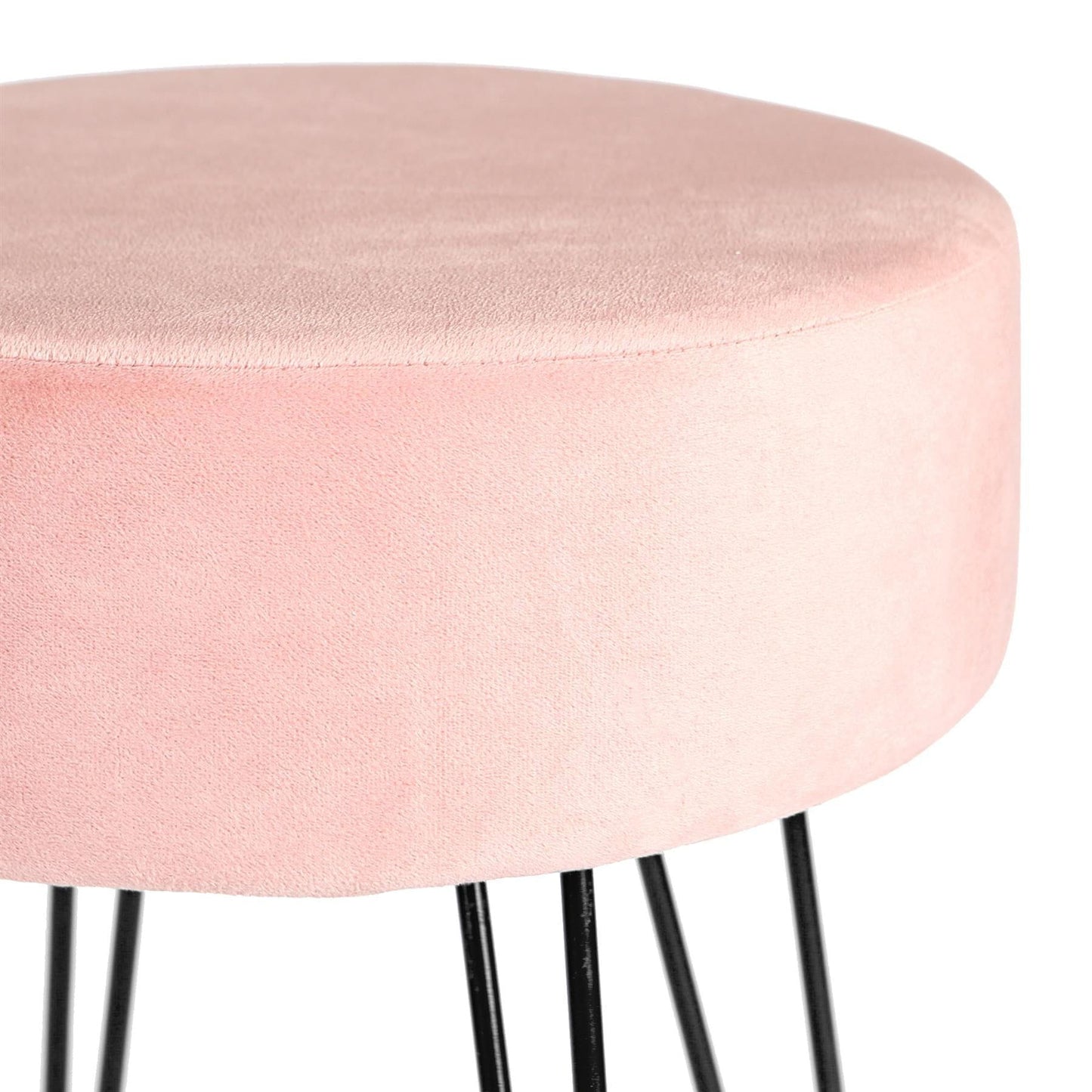 Pink Round Velvet Footstool
