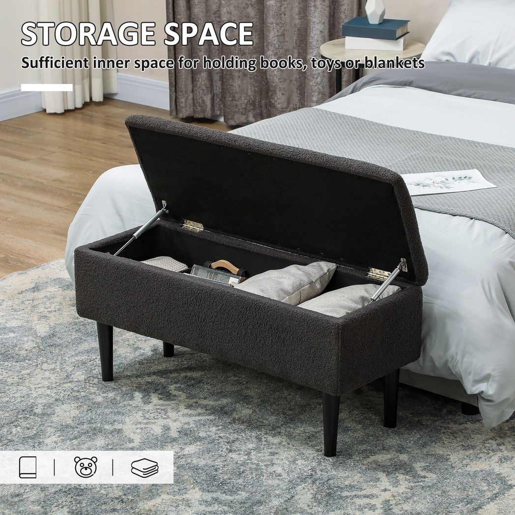 HOMCOM 15" Ottoman Storage Box with 47L Storage Capacity