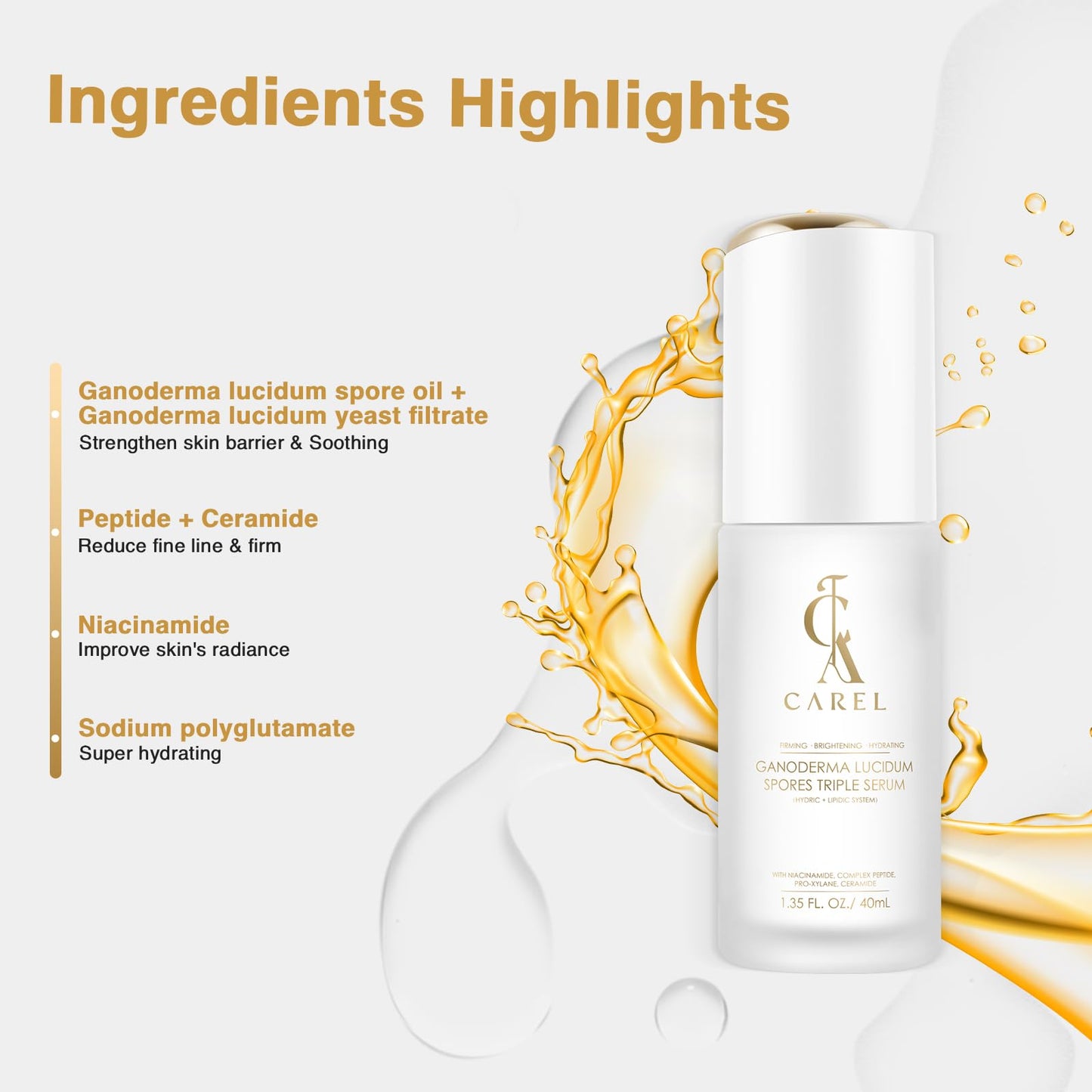 CA CAREL Face Serum – Collagen, Peptides & Niacinamide for Hydration, Brightening & Firming