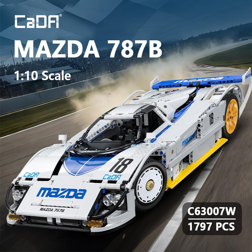 CaDA C63007W Mazda 787B 1:10 Licensed Racing Car Model - 1797 Pieces with Rotary Engine Simulation