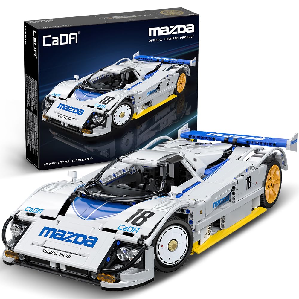 CaDA C63007W Mazda 787B 1:10 Licensed Racing Car Model - 1797 Pieces with Rotary Engine Simulation
