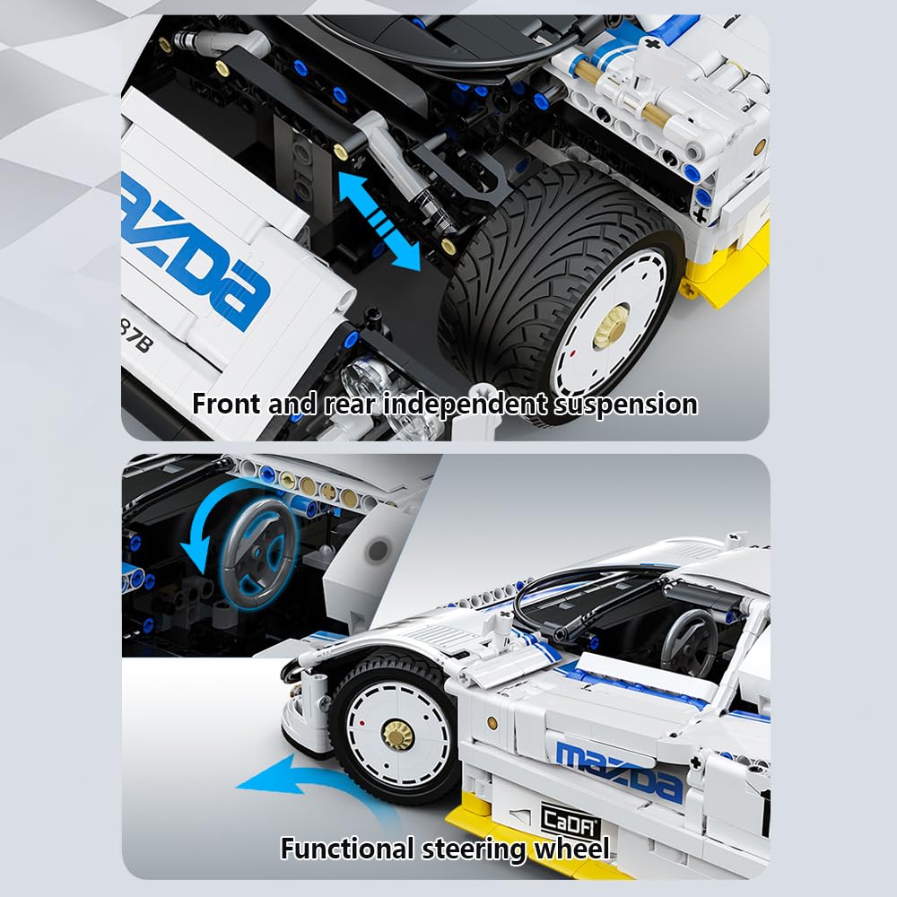 CaDA C63007W Mazda 787B 1:10 Licensed Racing Car Model - 1797 Pieces with Rotary Engine Simulation