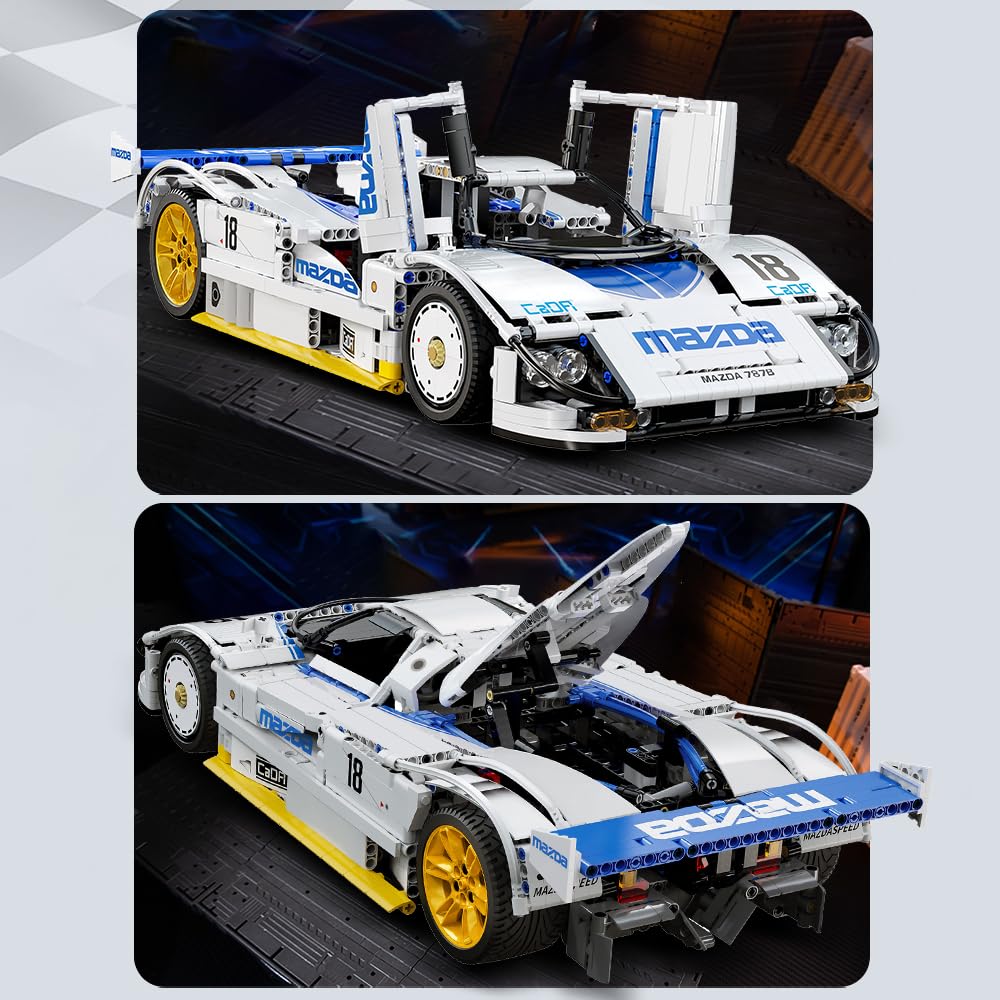 CaDA C63007W Mazda 787B 1:10 Licensed Racing Car Model - 1797 Pieces with Rotary Engine Simulation